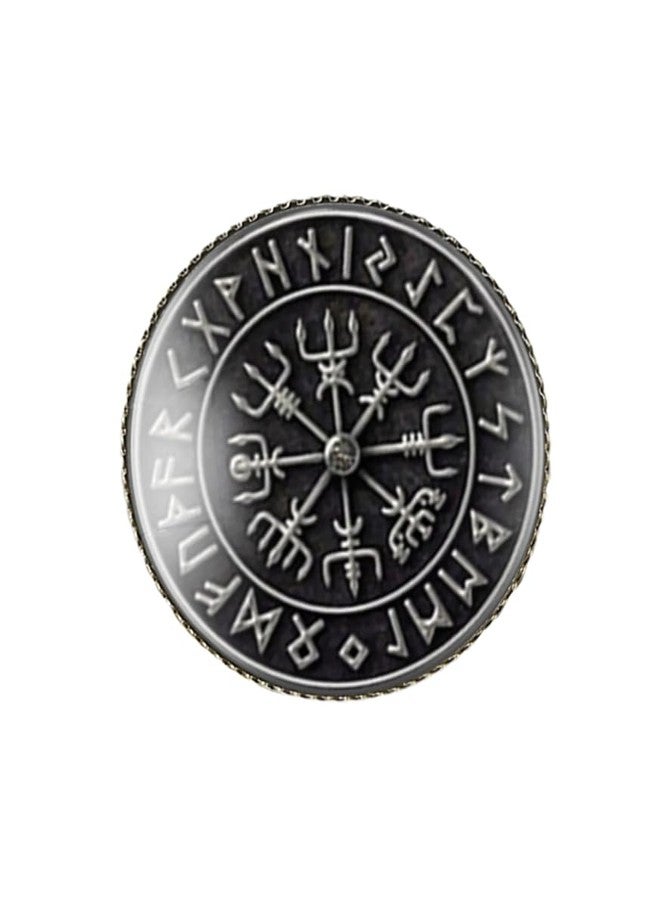 vmcoatdu Round 1 Inch Viking Compass' Nordic Rune Pin Brooch Metal and Inlay Glass Revivalism Style Souvenir Badge Brooch for Hat Clothes Backpack (Color A) - Image 3